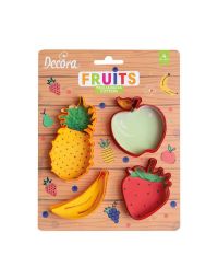 Set 4 Cutters tagliapasta in plastica frutta ananas banana mela fragola