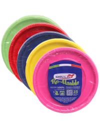 25 Piatti di plastica colorati lavabili riutilizzabili Ø22 cm DOpla