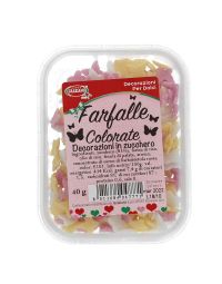 Farfalle di zucchero colori misti per decorazione torte 40 g