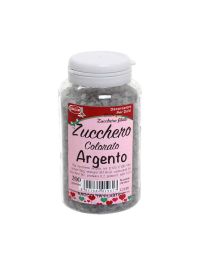 Cristalli di zucchero colorato argento per decorazioni e zucchero filato 200 g