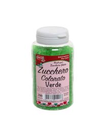 Cristalli di zucchero colorato verde per decorazioni e zucchero filato 200 g