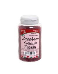 Cristalli di zucchero colorato fucsia per decorazioni e zucchero filato 200 g