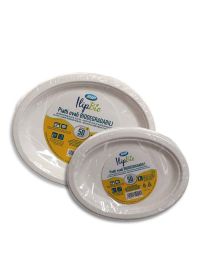 50 Vassoi piatti ovali in polpa di cellulosa Ilip Biodegradabili