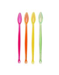 100 Mixer per cocktail a cucchiaio di plastica riutilizzabili colorati lunghi 19 cm