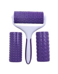 Set 3 rulli decorativi intercambiabili con 1 manico fantasie geometriche 