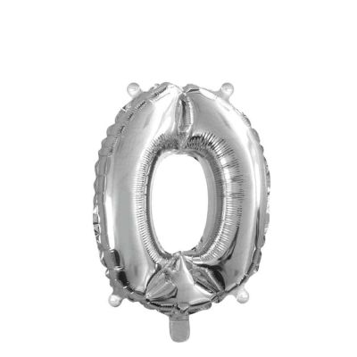 Palloncino Mylar Numero 0 Argento Medio 14'' 35 cm