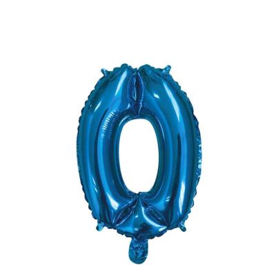 Palloncino Mylar Numero 0 Blu Medio 14″ 35 cm