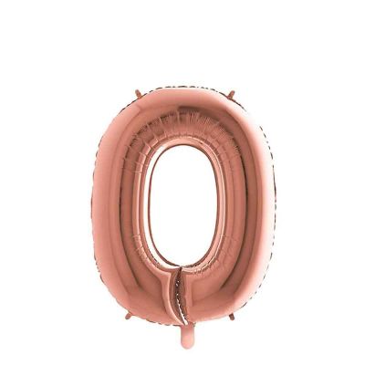 Palloncino Mylar Numero 0 Rosa Gold Medio 14″ 35 cm