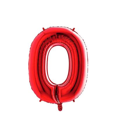 Palloncino Mylar Numero 0 Rosso Medio 14″ 35 cm