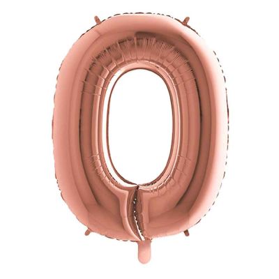 Palloncino Mylar Numero 0 Rosa Gold Grande 40″ 101 cm