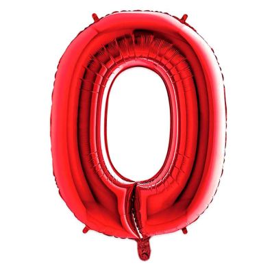 Palloncino Mylar Numero 0 Rosso Grande 40″ 101 cm