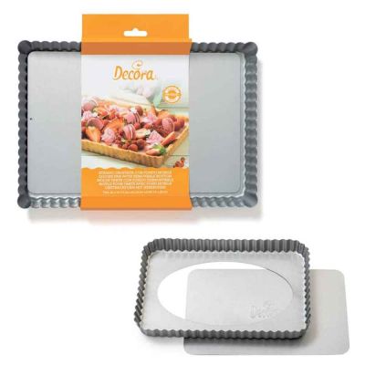 Stampo rettangolare per crostata fondo mobile antiaderente 32x22x3,5h cm