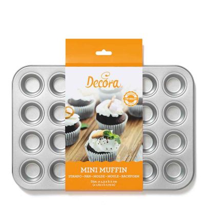 Confezione Teglia per 24 mini muffin di Ø3,2 cm in acciaio antiaderente Decora