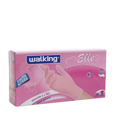 Guanti monouso in nitrile strecht rosa Walking taglia S 6-6,5