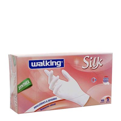 Guanti monouso bianchi in synthex Walking Silk S 6-6,5  