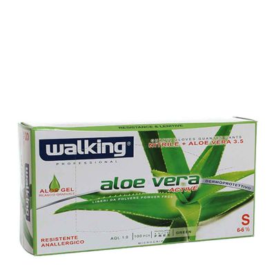 Guanti monouso in nitrile e aloe vera Walking taglia S 6-6,5