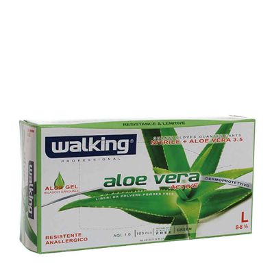 Guanti monouso in nitrile con aloe vera Walking taglia L 8-8,5