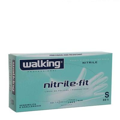 Guanti monouso in nitrile azzurri Walking Nitrile Fit taglia S 6-6,5  