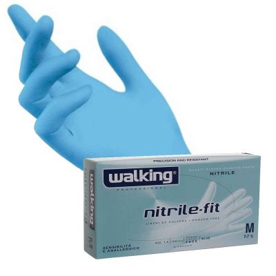 Guanti monouso in nitrile azzurri Walking Nitrile Fit 3.0 gr