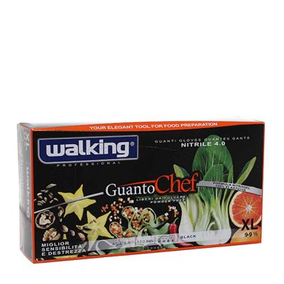 Guanti Chef monouso in nitrile nero Walking taglia XL 9-9,5 