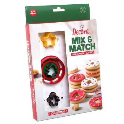 Set 4 pz Cutters Tagliapasta in plastica occhio di bue Natale