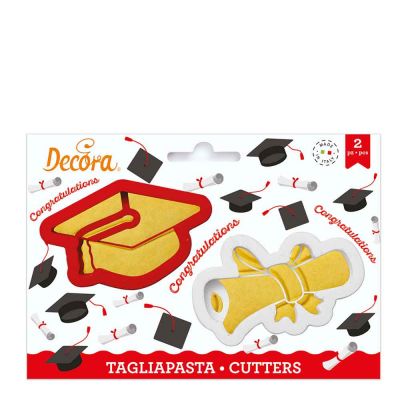 Set 2 Cutters Tagliapasta in plastica Laurea Pergamena e Tocco