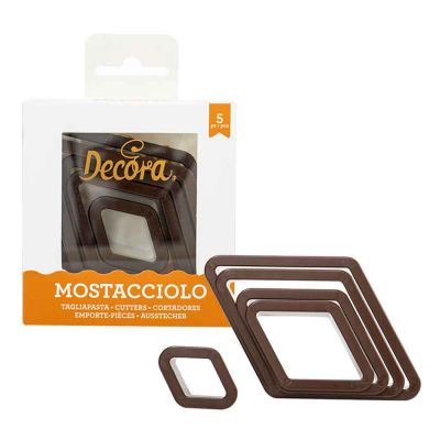 Set 5 Cutters Tagliapasta formine in plastica forma mostacciolo Decora