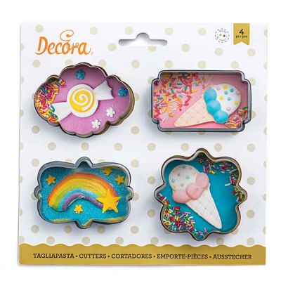 Set 4 Cutters Tagliapasta in plastica Cornici mini sagomate Decora