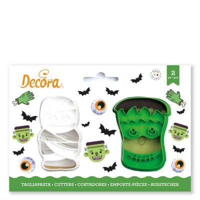 Set 2 Cutters Tagliapasta in plastica Halloween Mostri Decora 