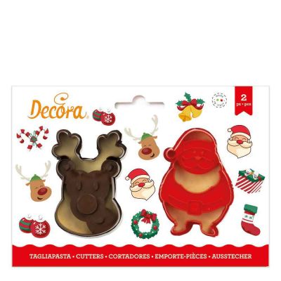 Set 2 Cutters Tagliapasta in plastica Babbo Natale e Renna