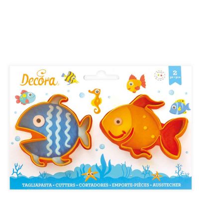 Set 2 Cutters Tagliapasta in plastica tema mare pesci Decora