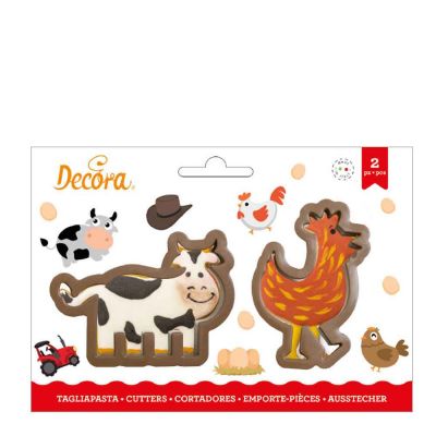 Set 2 Cutters Tagliapasta in plastica animali Gallina e Mucca