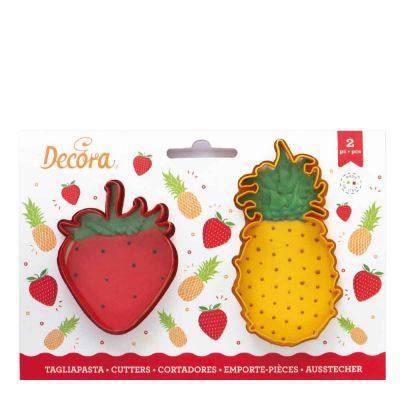 Set 2 Cutters Tagliapasta in plastica ananas e fragola Decora