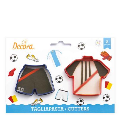 Set 2 Cutter Tagliapasta in plastica Maglietta e Pantaloncino calcio Decora