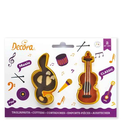 2 Formine Tagliapasta in plastica Chiave di sol e Violino Decora