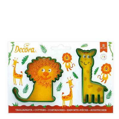 Set 2 Cutters Tagliapasta in plastica animali Leone e Giraffa