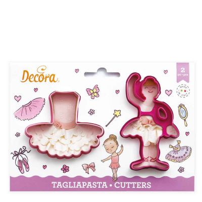 Set 2 Cutters Tagliapasta in plastica ballerina e tutù danza Decora