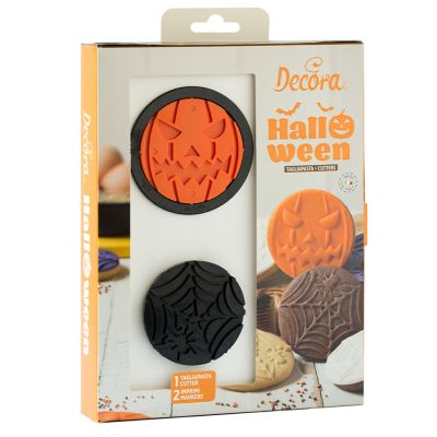 Set 1 Cutters tagliapasta in plastica con 2 imprimi decoro Halloween