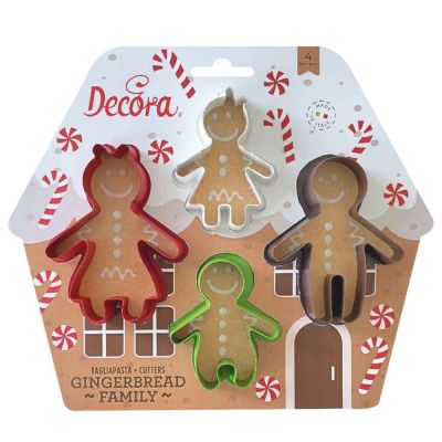 Set 4 Cutters tagliapasta in plastica famiglia di omini di pan di zenzero