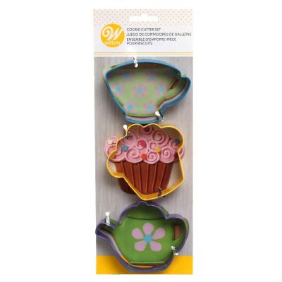 Set 3  Cutters tagliapasta in metallo colorato tea party Wilton