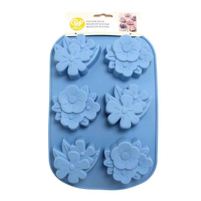 Stampo antiaderente in silicone 6 cavità a forma di fiori Wilton 