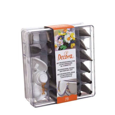 Cofanetto set completo per decorazione con 26 cornetti in acciaio inox