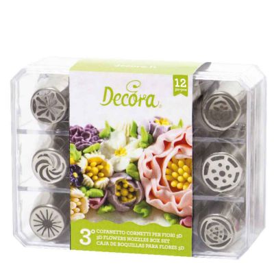 Set 12 Beccucci cornetti per fiori diretti 3D in acciaio inox - Cofanetto 3