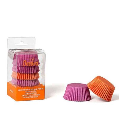 75 Pirottini in carta magenta e arancio per cottura muffin Ø5 x h 3,2 cm Decora