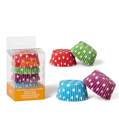 75 Pirottini in carta pois colori vari per cottura muffin Ø5 x h 3,2 cm