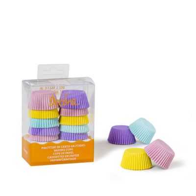 200 Pirottini in carta assortiti colori pastello per mini muffin Ø3,2 x h 2,2 cm Decora