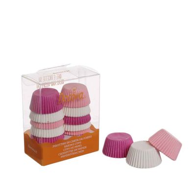 200 Pirottini in carta bianchi rosa e fucsia per mini muffin Ø3,2 x h 2,2 cm Decora