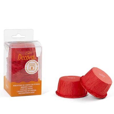25 Pirottini per muffin rossi increspati in carta Ø5,5 x h 3,5 cm Decora