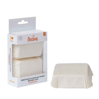 36 Pirottini rettangolari bianchi per cottura plum cake 8 x 5 x h 3,2 cm