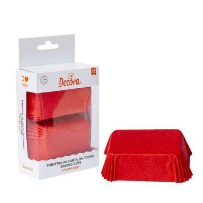 36 Pirottini rettangolari rossi per cottura plumcake 8 x 5 x h 3,2 cm